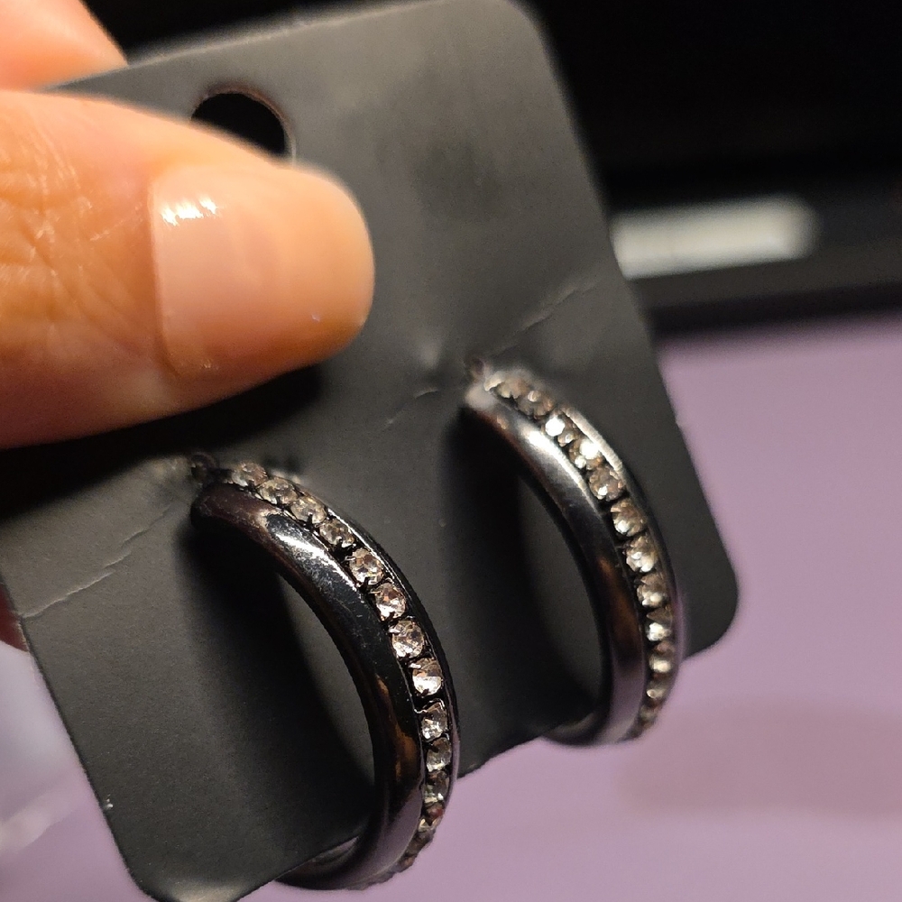 Black Metal Hoop Earrings